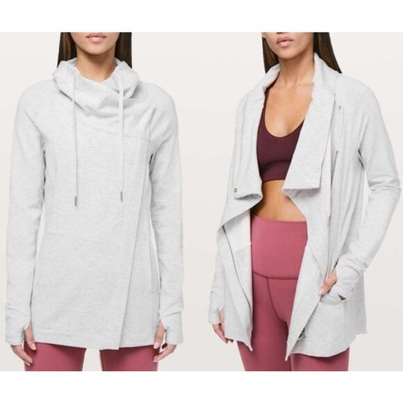 Lululemon Coast Easy Wrap Sweatshirt Heathered Core Ultra Light Grey 4 - Picture 1 of 8